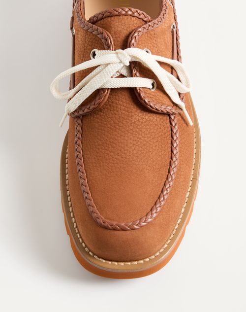 Valentino Garavani - Palm Avenue Bootsschuhe Aus Velours-wildleder - Tabak - Mann - Loafers Und Drivers